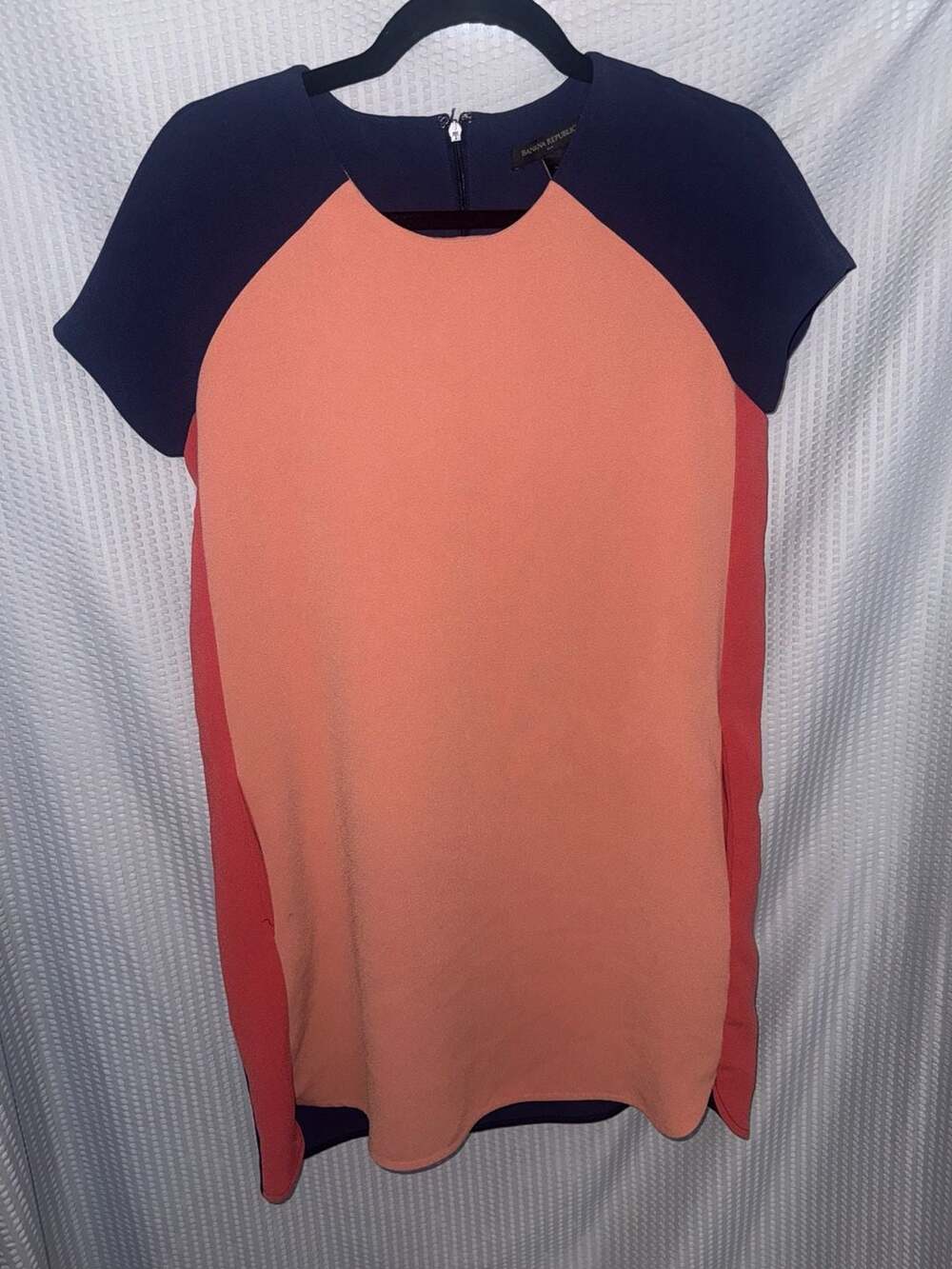 Banana Republic Colorblock Shift Dress Navy Coral Red Size 2